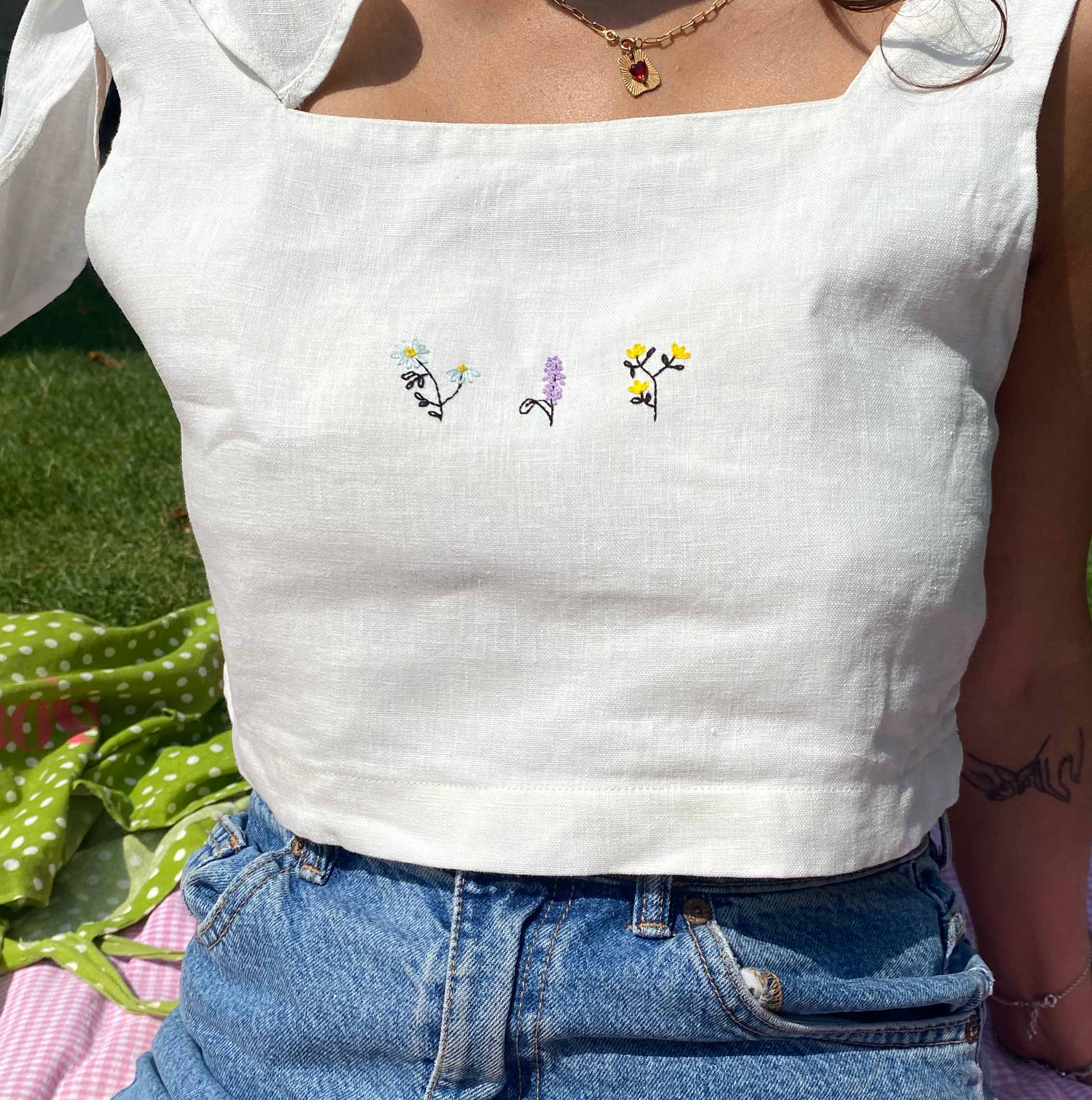 Top brodé “les fleurs” – Image 4